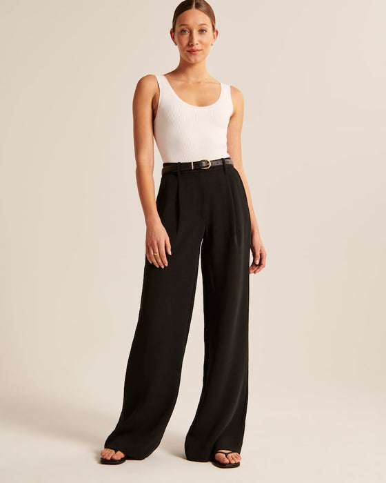 Summer 2023 Icy Tailored Crepe Wide-Leg Pants